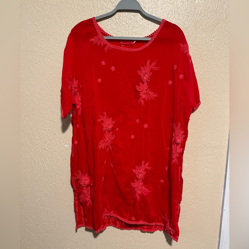 Johnny Was Embroidered Tunic Top‎ Size Large Floral